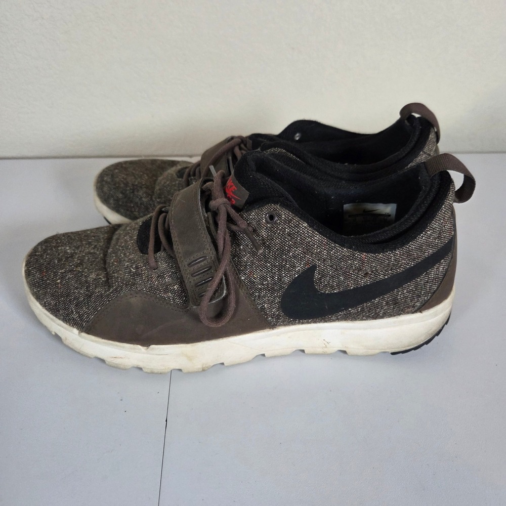 Nike Mens Size 12 Casual Sneakers Tweed Brown Black Hook and‎ Loop Strap